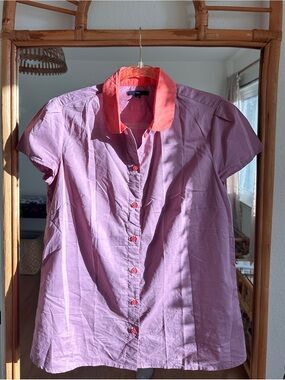 GAP Pink Button-Down Shirt with Coral Collar